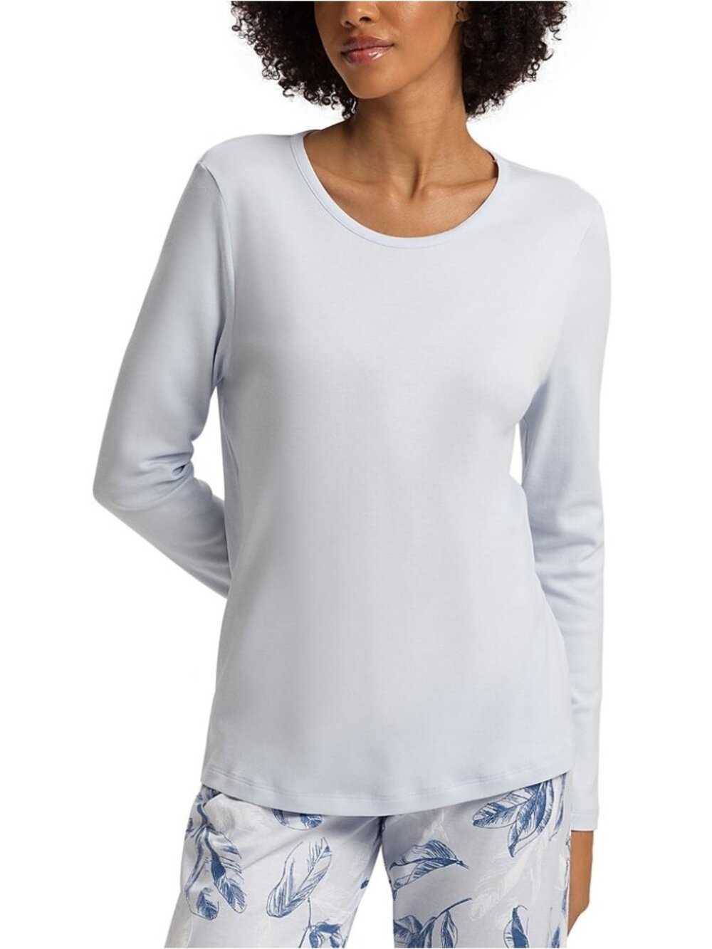 HANRO Loungy Nights Cotton Pajama Top Powder Blue Size M NWT